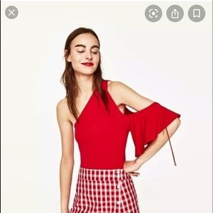NWT Zara one shoulder red bodysuit!